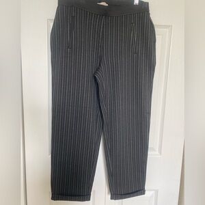 LOFT Black and White Pantsuit with Pinstripe Pattern